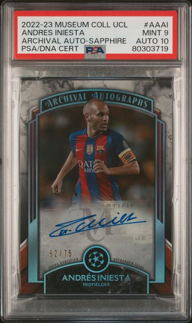 2022-23 TOPPS MUSEUM COLLECTION UEFA CHAMPIONS LEAGUE ARCHIVAL AUTOGRAPHS #AAAI ANDRES INIESTA ARCHIVAL AUTO-SAPPHIRE