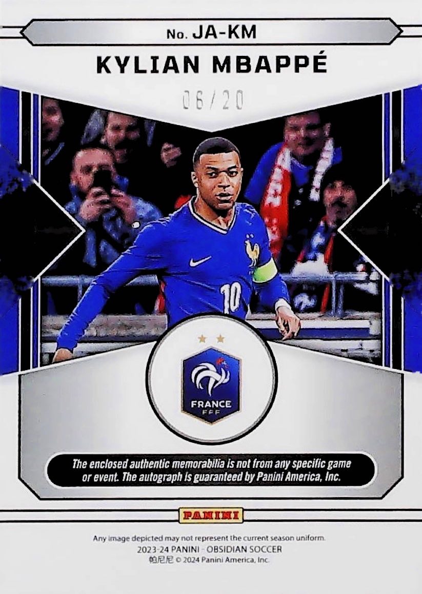 2023-24 KYLIAN MBAPPE OBSIDIAN /20 #JA-KM