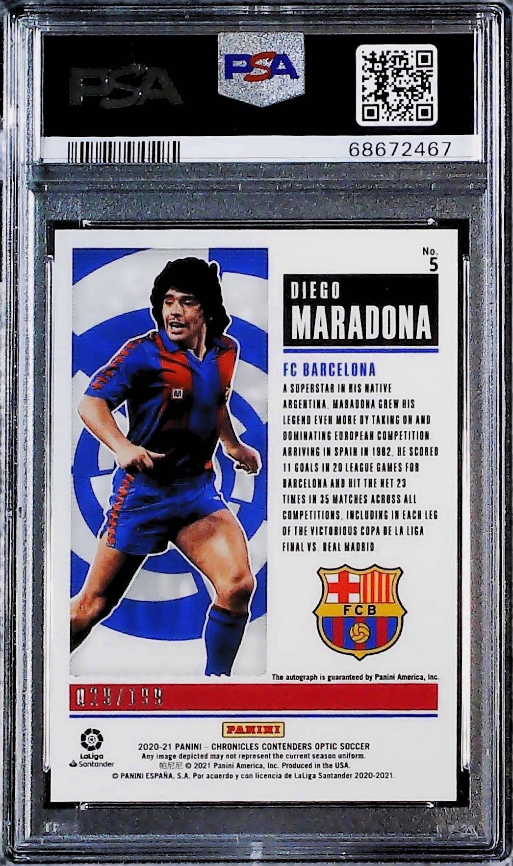 2020 PANINI CHRONICLES CONTENDERS OPTIC HISTORIC ROOKIE TICKET LA LIGA AUTOGRAPHS #5 DIEGO MARADONA