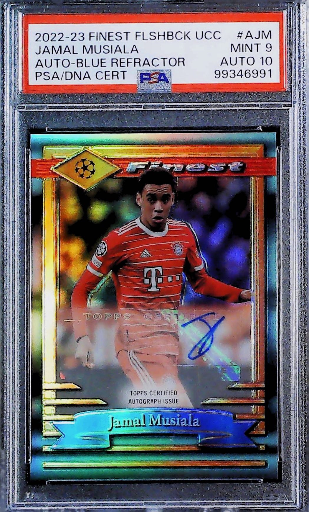 2022-23 TOPPS FINEST FLASHBACKS UEFA CLUB COMPETITIONS AUTOGRAPHS #AJM JAMAL MUSIALA AUTO-BLUE REFRACTOR