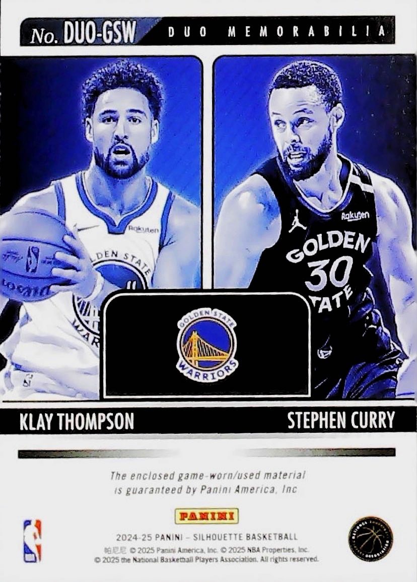 2024-25 DUO MEMORABILIA KLAY THOMPSON Y STEPHEN CURRY #DUO-GSW