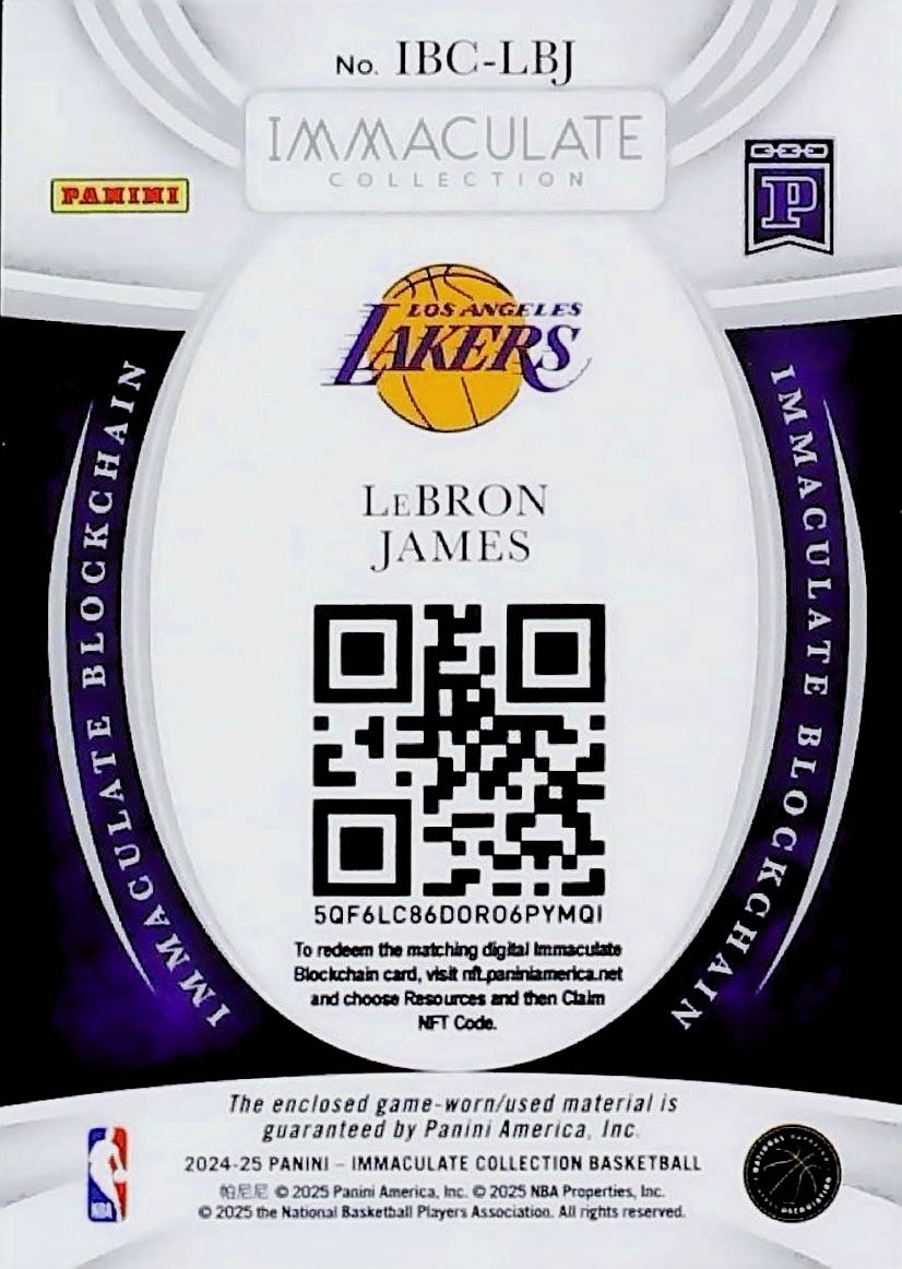 2024-25 IMMACULATE LEBRON JAMES /25 #IBC-LBJ