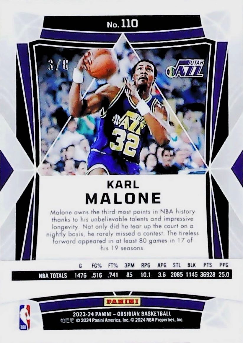 2023-24 KARL MALONE OBSIDIAN /8 #110