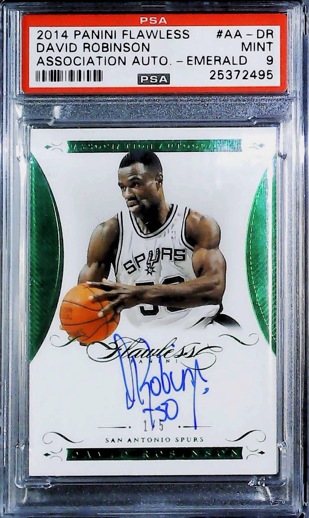 2014 PANINI FLAWLESS ASSOCIATION AUTOGRAPHS #AADR DAVID ROBINSON ASSOCIATION AUTO-EMERALD