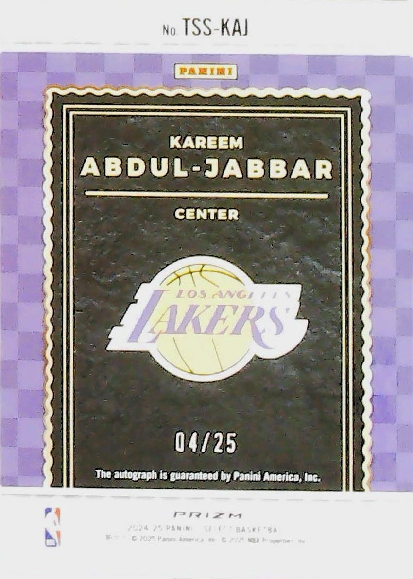 2024-25 KAREEM ABDUL JABBAR TOP SHELF SIGNATURES /25 #TSS-KAJ