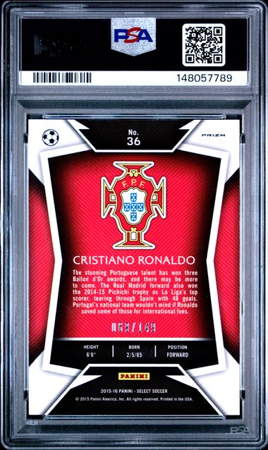 2015 PANINI SELECT #36 CRISTIANO RONALDO RED JERSEY-ORANGE PRIZM