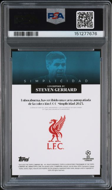 2024-25 TOPPS SIMPLICIDAD UEFA CLUB COMPETITIONS STEVEN GERRARD LEYENDAS-AUTO-BLUE