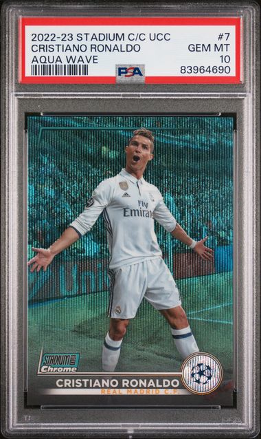 2022-23 TOPPS STADIUM CLUB CHROME UEFA CLUB COMPETITIONS #7 CRISTIANO RONALDO AQUA WAVE