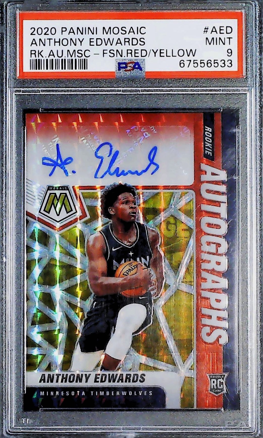 Anthony Edwards Red/Yellow RC Autógrafo PSA 9