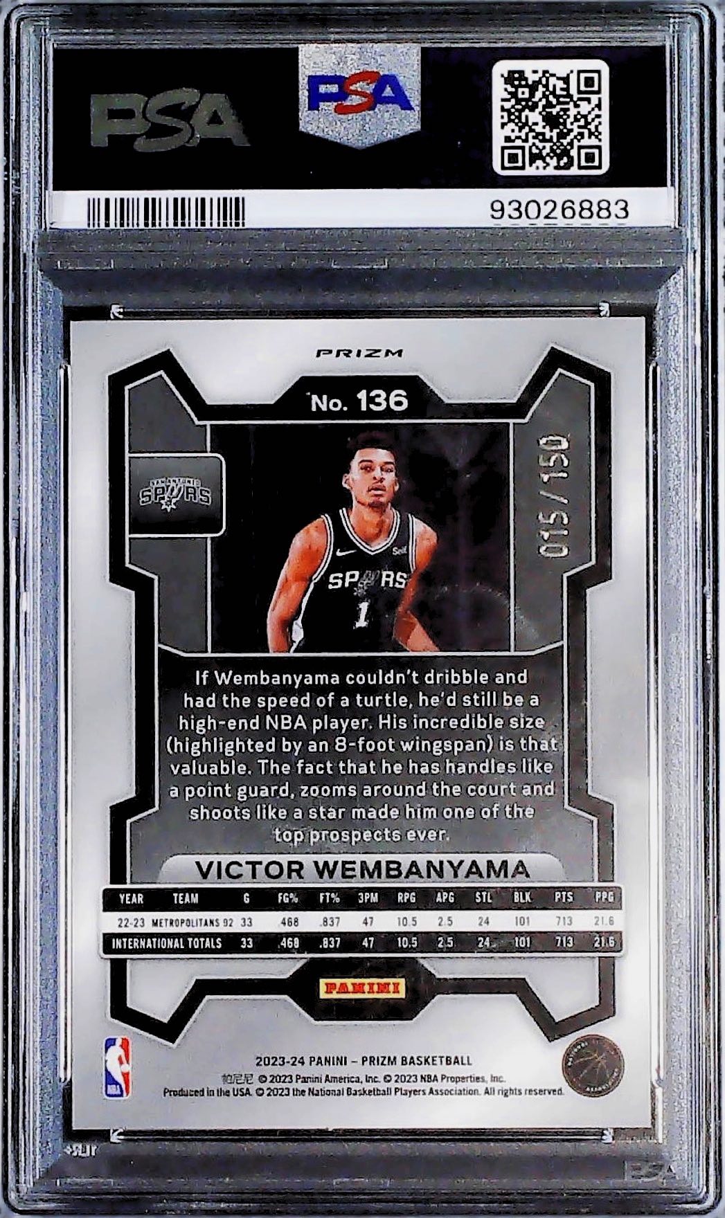 Victor Wembanyama Premium Factory Set /150 RC PSA 9