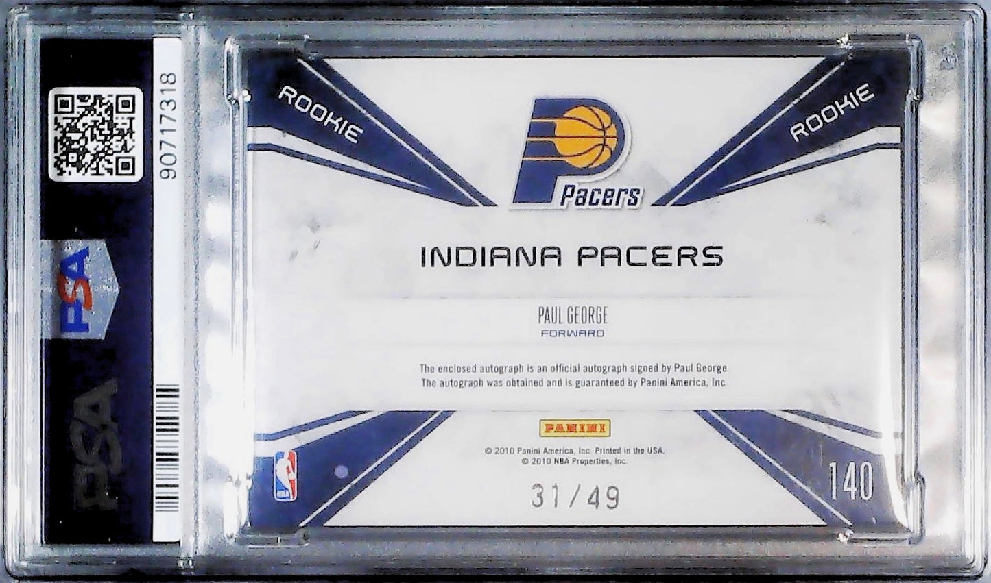 Paul George Team Patches Auto RC /49 PSA 9