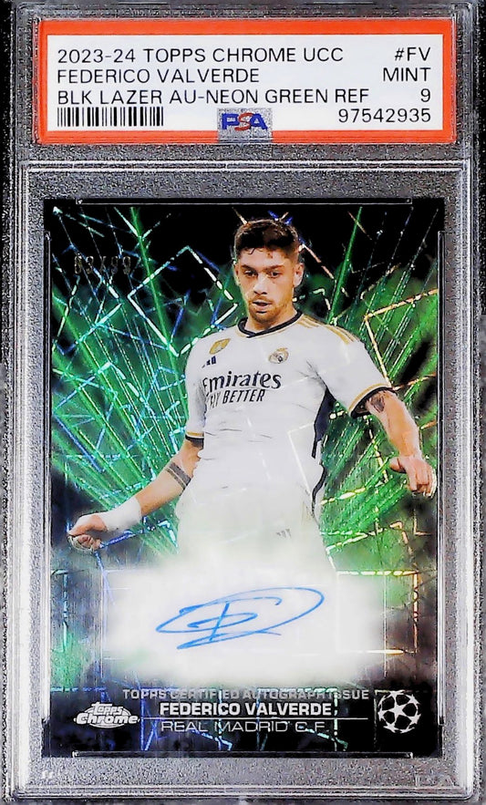 Fede Valverde Green Neon Topps Chrome /99 PSA 9