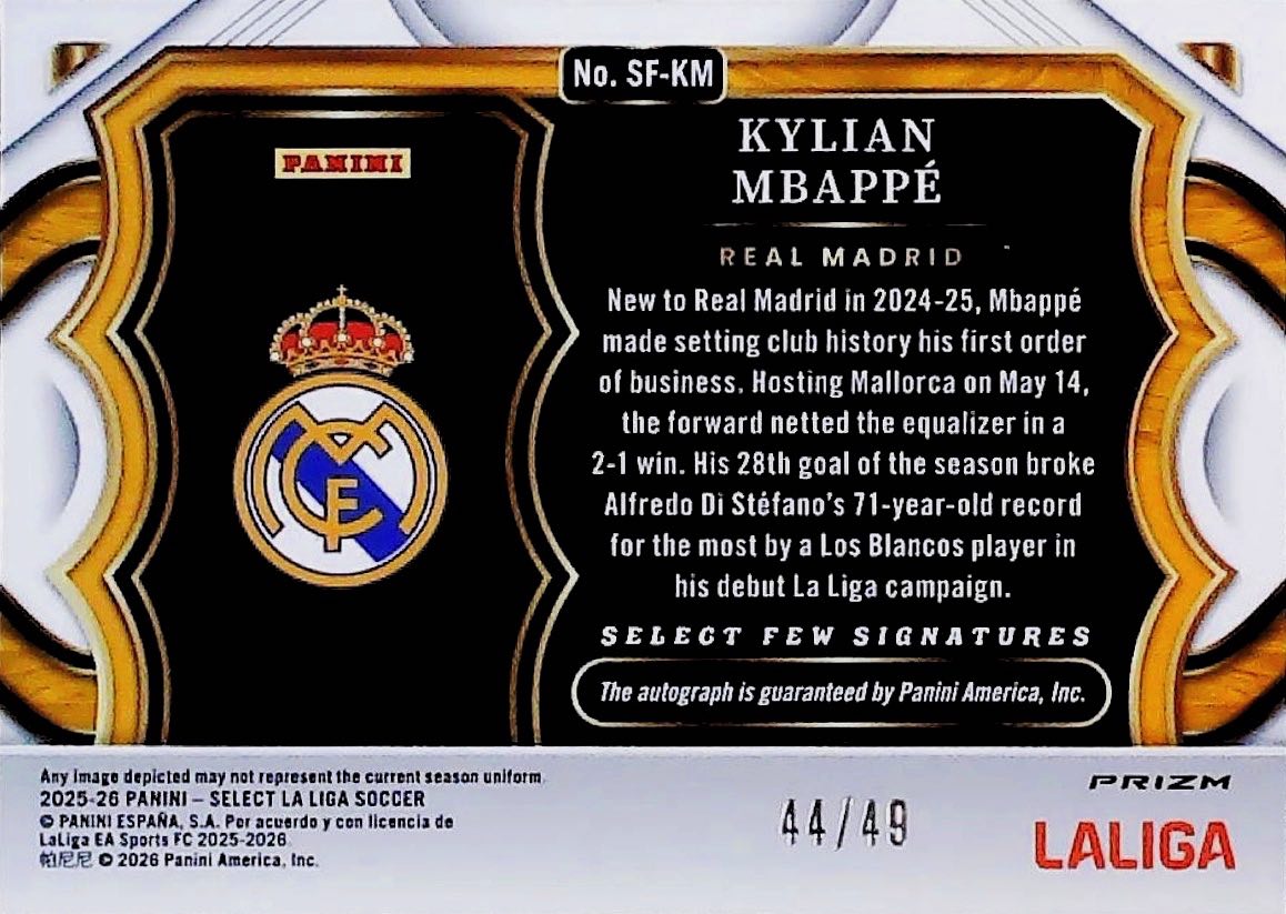 2025-26 KYLIAN MBAPPE SELECT FEW SIGNATURES /49 #SF-KM