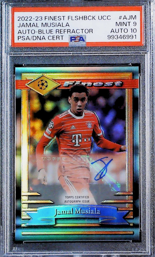2022-23 TOPPS FINEST FLASHBACKS UEFA CLUB COMPETITIONS AUTOGRAPHS #AJM JAMAL MUSIALA AUTO-BLUE REFRACTOR