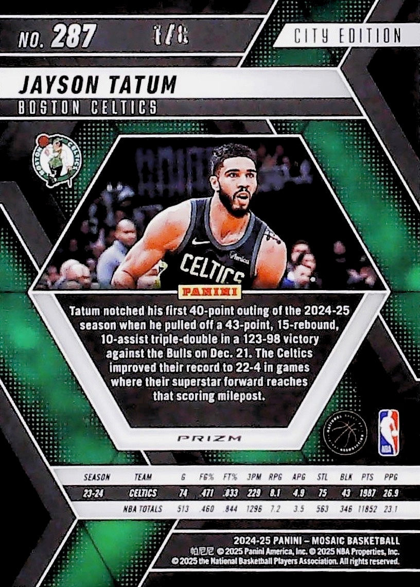 2024-25 JAYSON TATUM CITY EDITION /8 #287