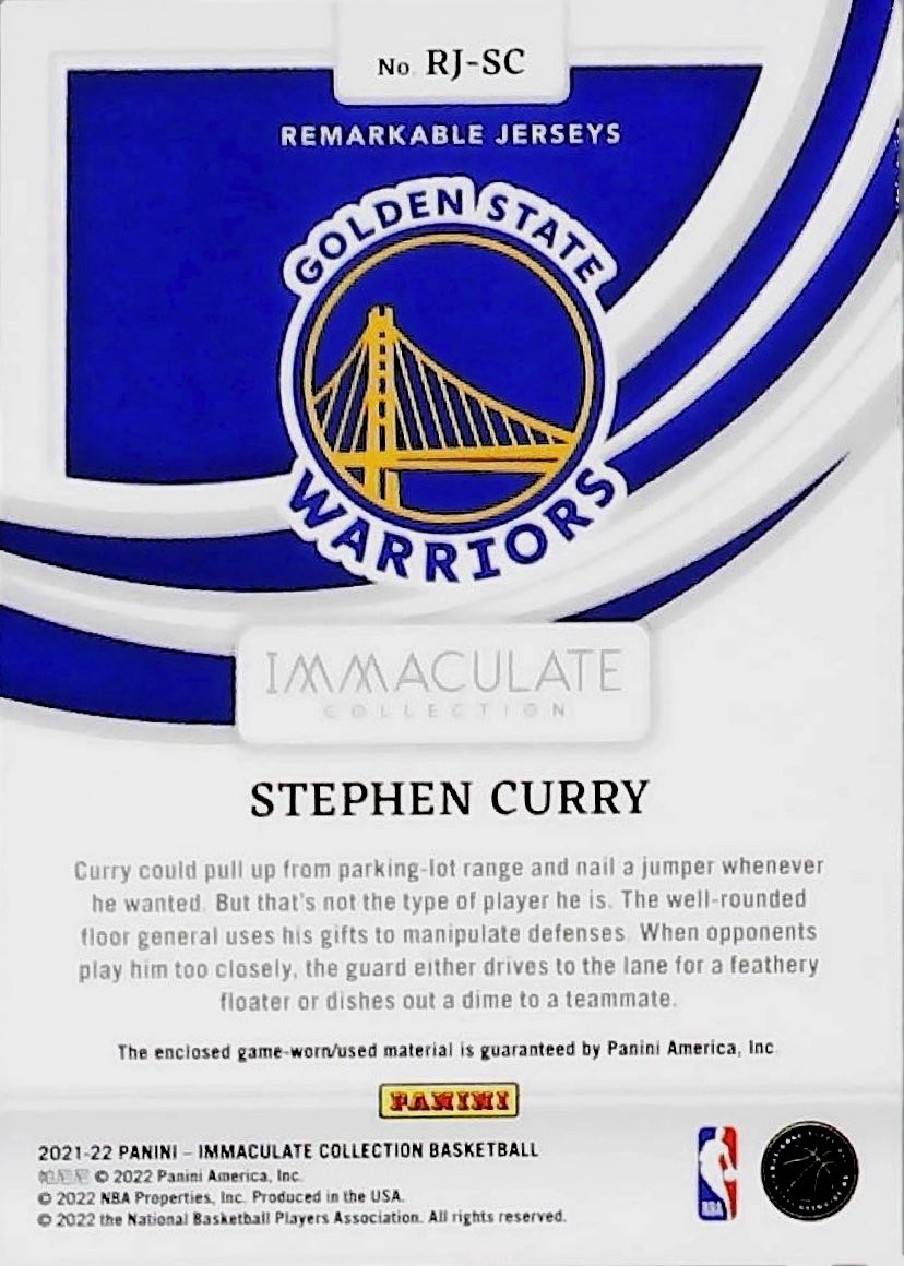 2021-22 REMARKABLE JERSEY STEPHEN CURRY /99 #RJ-SC
