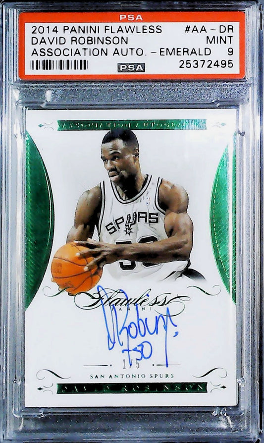 2014 PANINI FLAWLESS ASSOCIATION AUTOGRAPHS #AADR DAVID ROBINSON ASSOCIATION AUTO-EMERALD