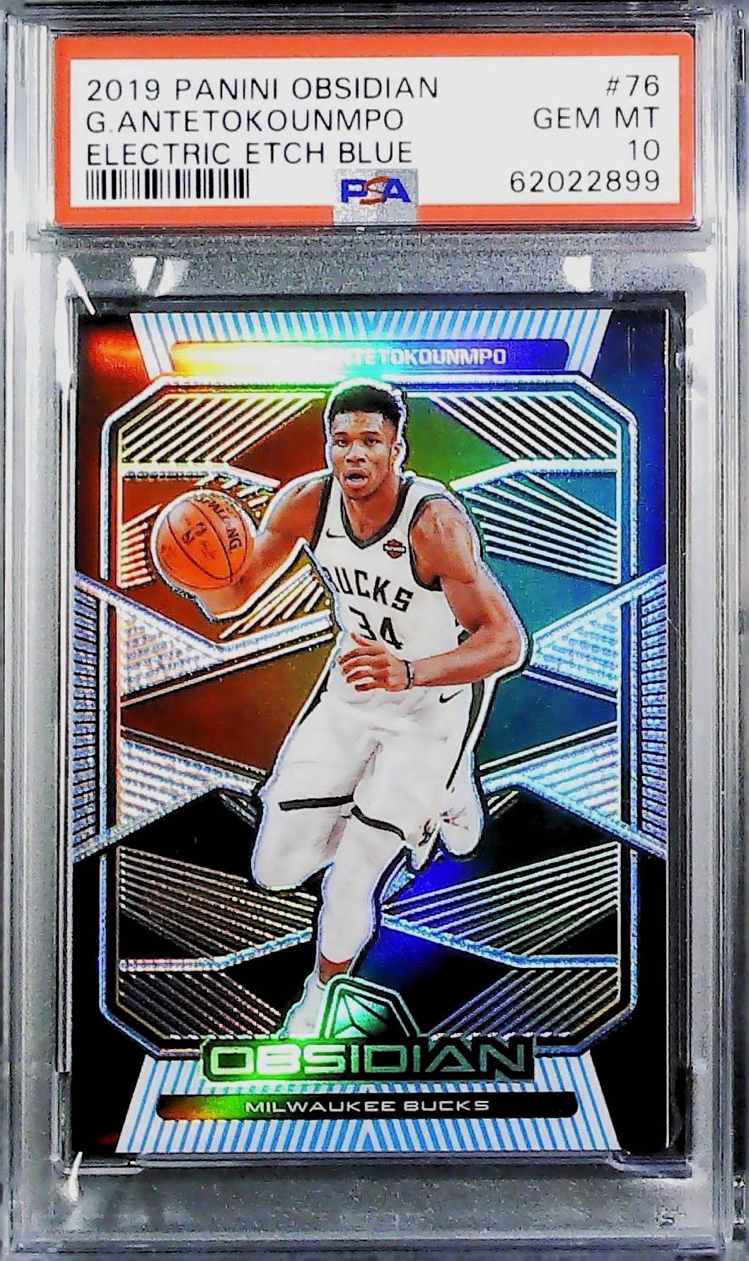 2019 PANINI OBSIDIAN #76 G.ANTETOKOUNMPO ELECTRIC ETCH BLUE