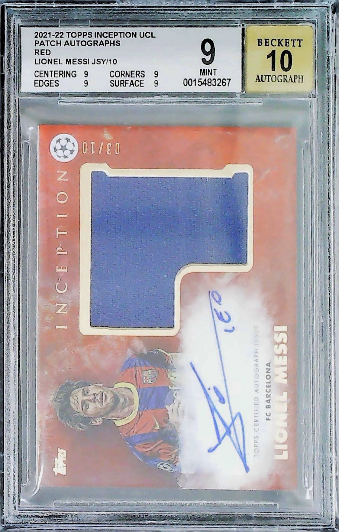 2021-22 TOPPS INCEPTION UCL PATCH AUTOGRAPHS RED /10 #JSY/10