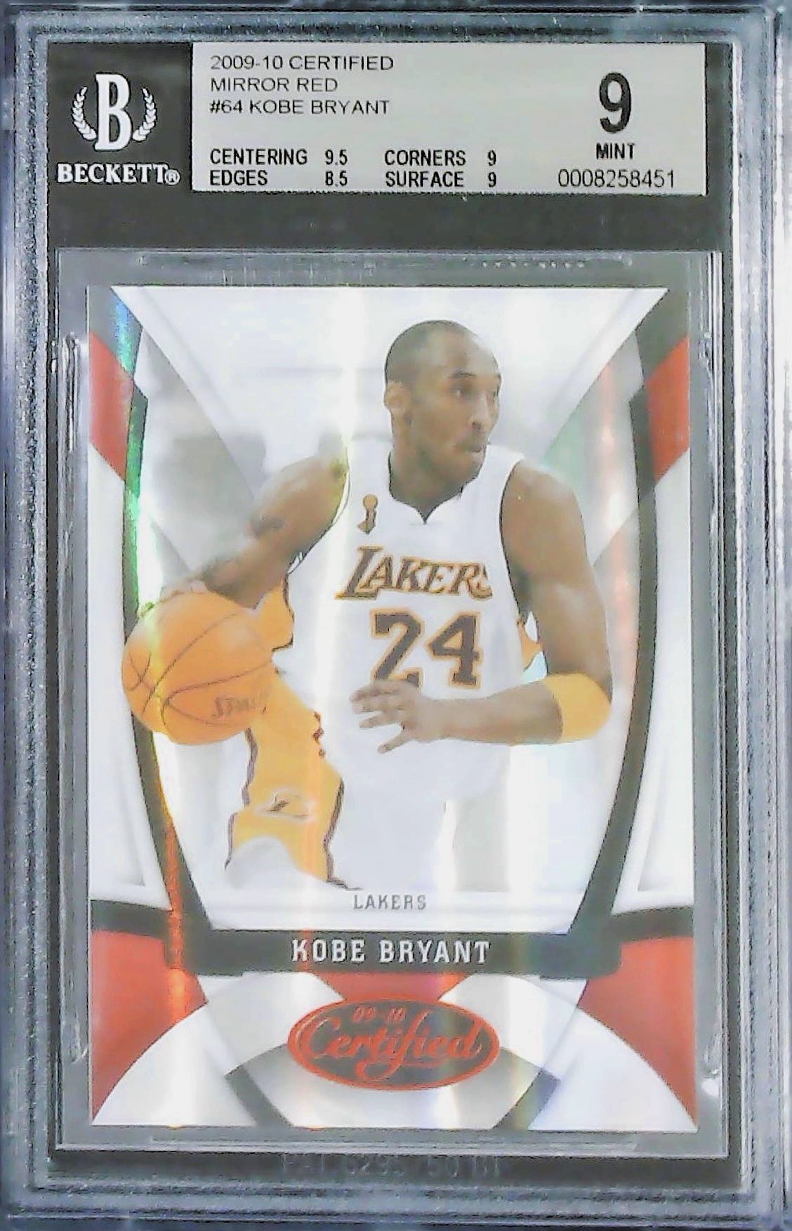 2009-10 KOBE BRYANT CERTIFIED MIRRO RED /250 #64