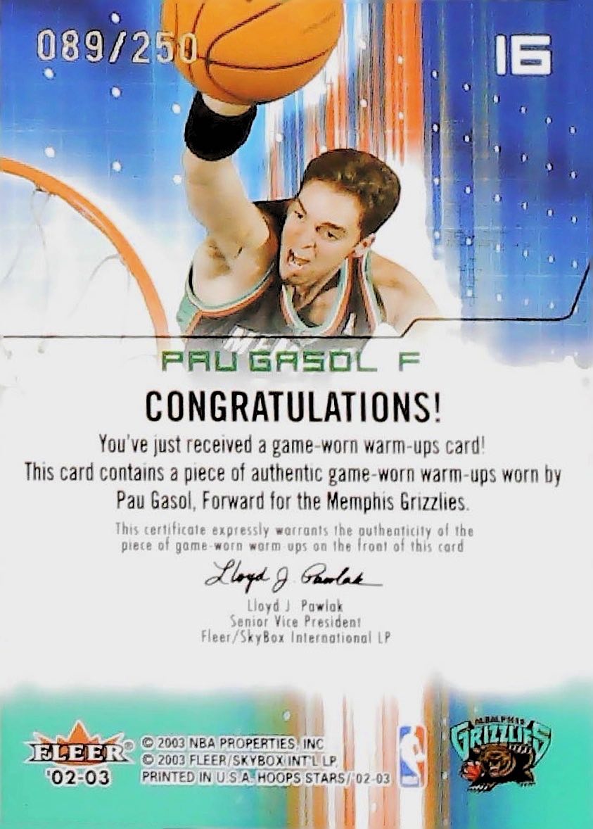 2003 PAU GASOL NBA HOOPS STARS RAISING UP #16