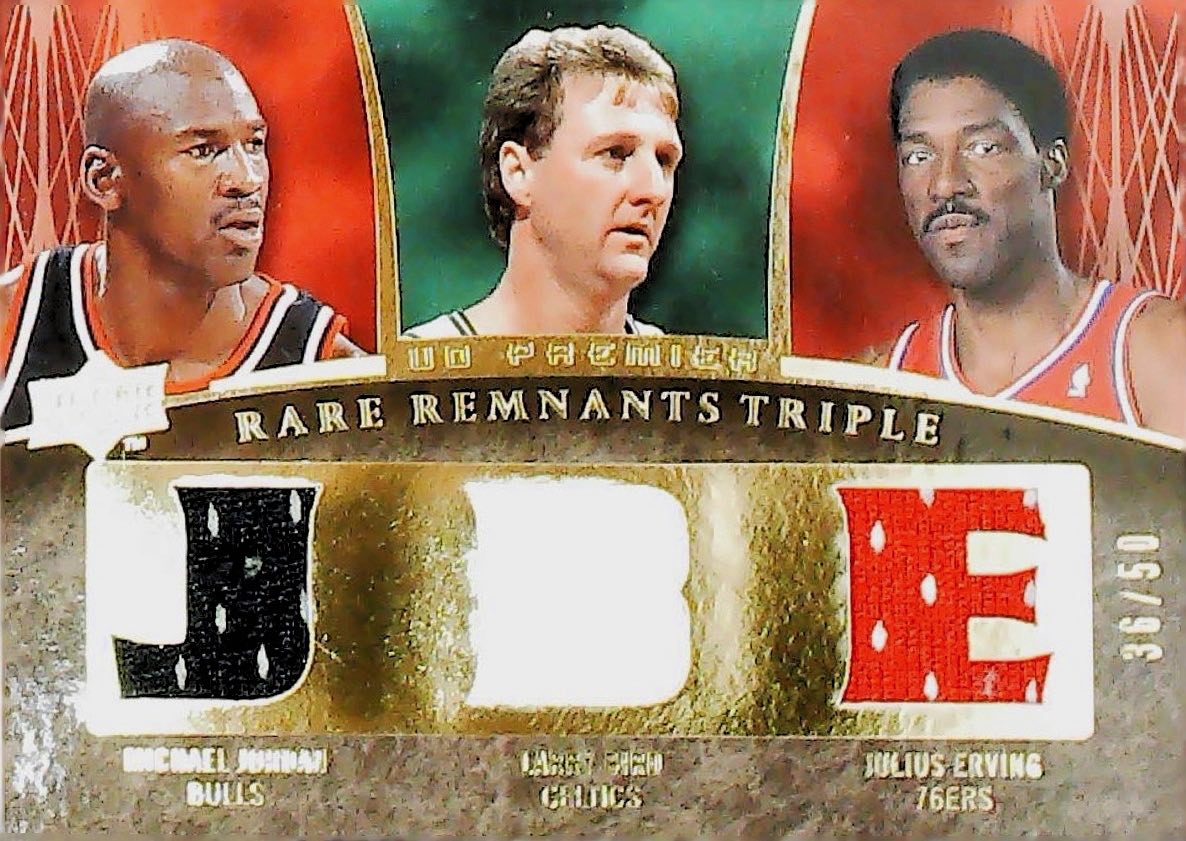 JORDAN/BIRD/ERVING RARE REMANTS TRIPLE /50 #RR3-JEB