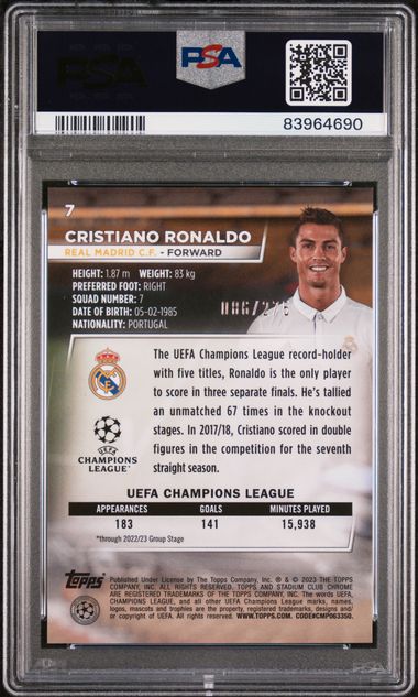 2022-23 TOPPS STADIUM CLUB CHROME UEFA CLUB COMPETITIONS #7 CRISTIANO RONALDO AQUA WAVE