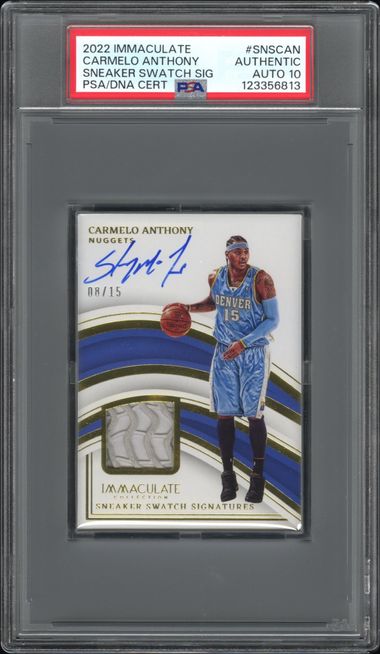 2022 PANINI IMMACULATE COLLECTION SNEAKER SWATCH SIGNATURES #SNSCAN CARMELO ANTHONY SNEAKER SWATCH SIG