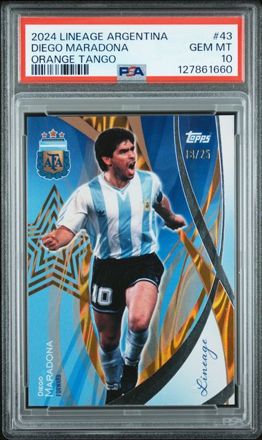 2024 TOPPS LINEAGE ARGENTINA #43 DIEGO MARADONA ORANGE TANGO